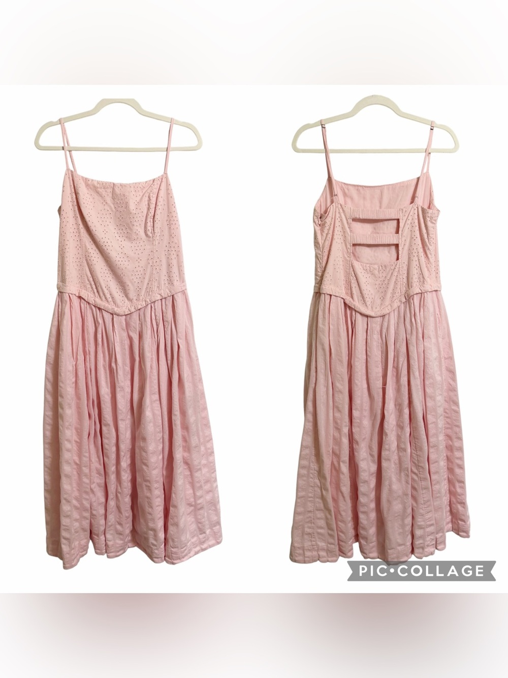 Free People Peasant Eyelet Baby Pink Cotton Dress Cotton Size medium